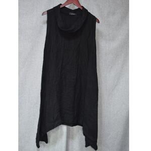 SAGA Made in Italy Black Linen Sleeveless Cowl Neck Dress